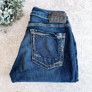 Silver Medium Wash Avery Straight Jeans Size 26